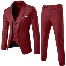 Load image into Gallery viewer, HEFLASHOR 2019 3Pc (jacket + Vest + Trouser) Male Business Dress Cultivate Spring Suit Solid Casual Office Suit Wedding Suits