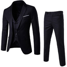 Load image into Gallery viewer, HEFLASHOR 2019 3Pc (jacket + Vest + Trouser) Male Business Dress Cultivate Spring Suit Solid Casual Office Suit Wedding Suits